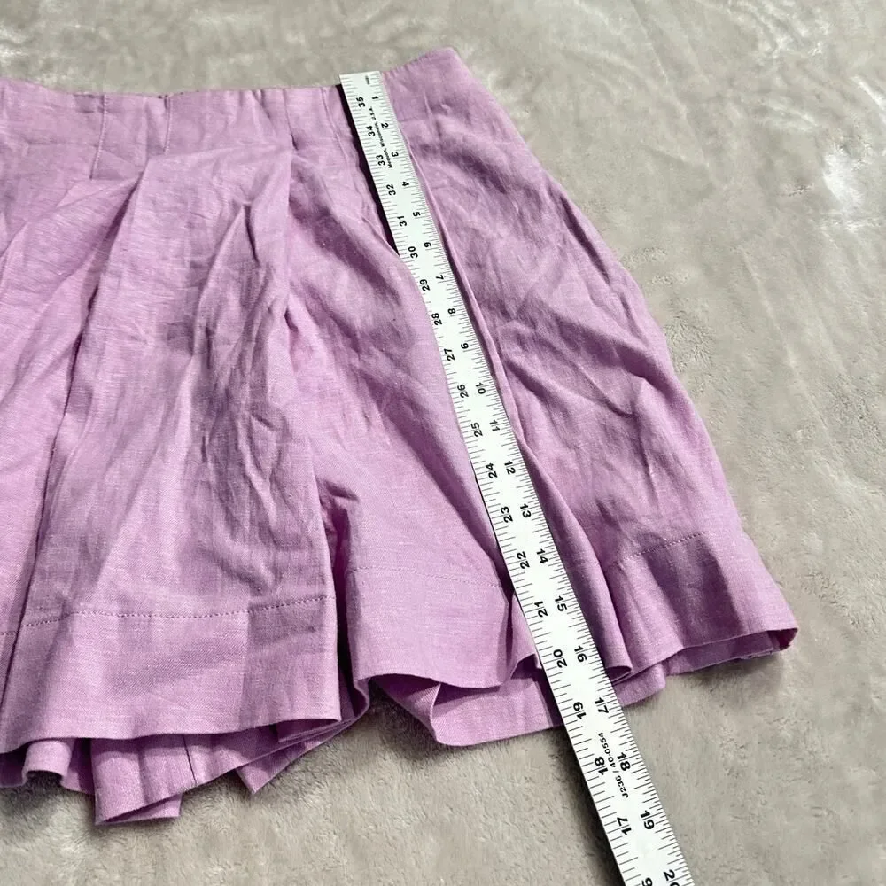 Banana Republic Pleated Skort Women's XS Lavender Linen Blend Mini Elastic Waist